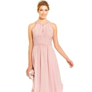 Eliza J tiered chiffon gown. Soft pink. Size 6.